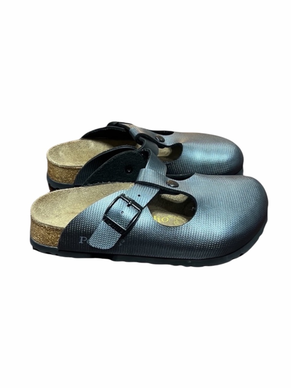 Birkenstock Papillio Grey Metallic T- Strap Mules Size 36 Narrow